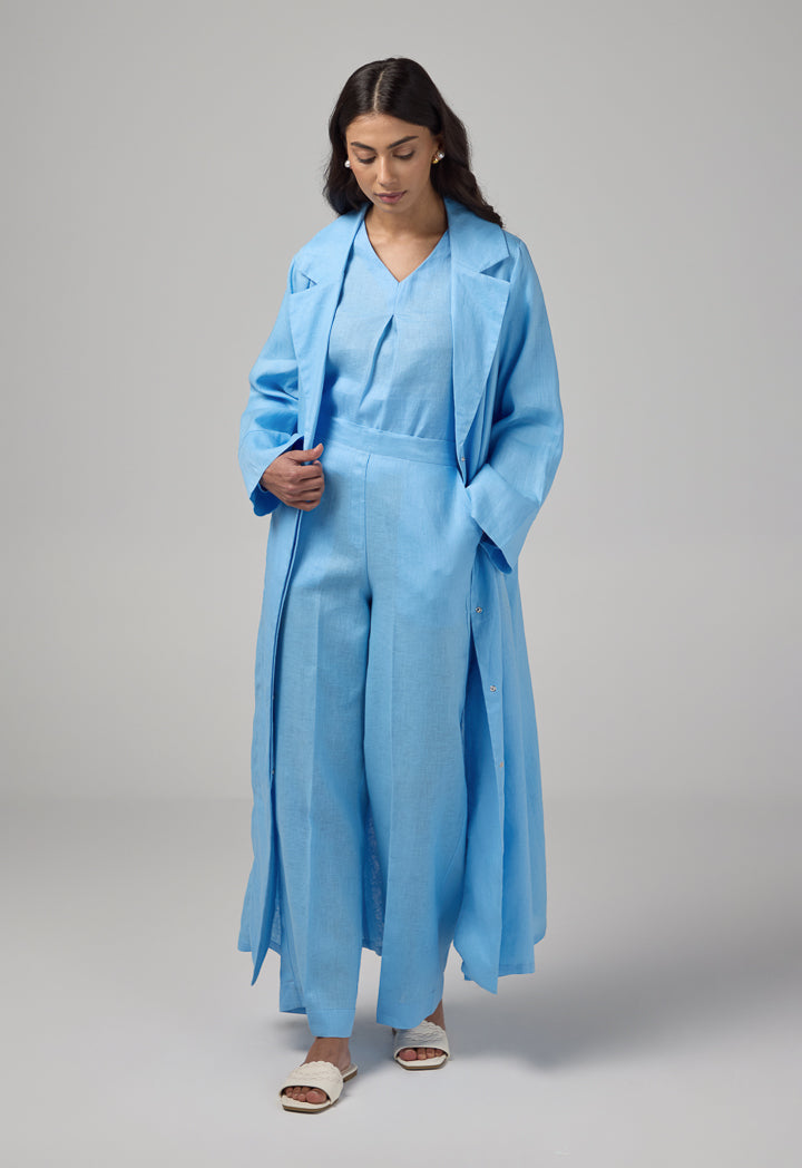 Choice Linen Wide Leg Trousers Light Blue