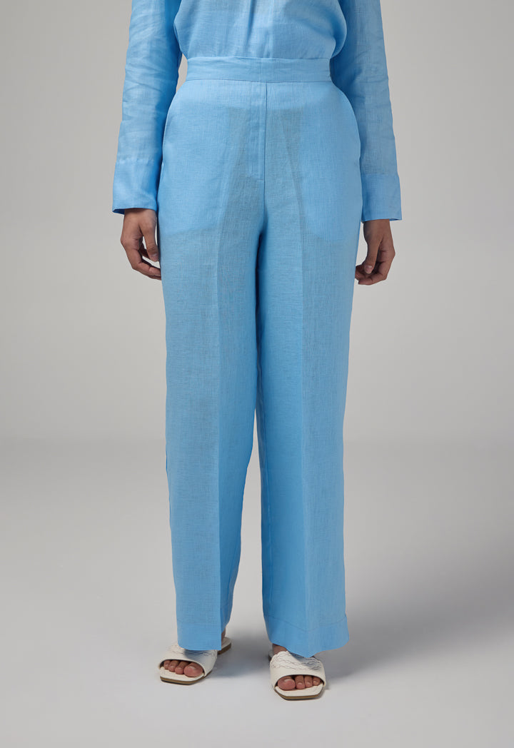Choice Linen Wide Leg Trousers Light Blue