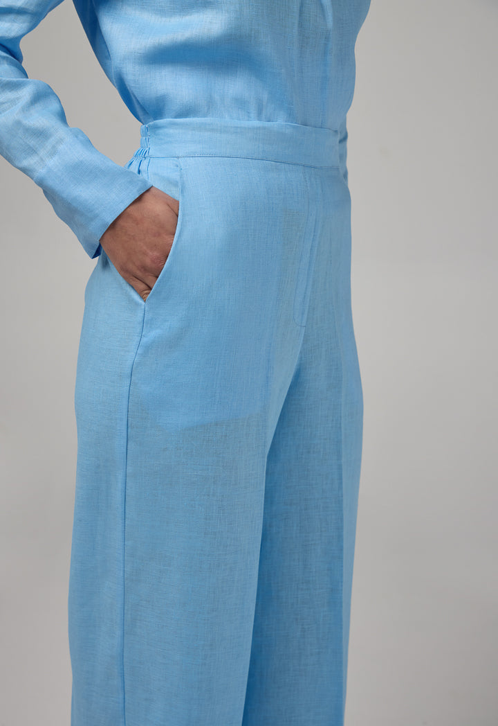 Choice Linen Wide Leg Trousers Light Blue
