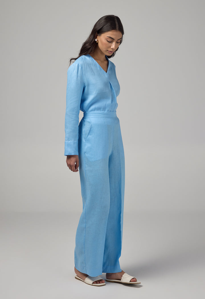 Choice Linen Wide Leg Trousers Light Blue