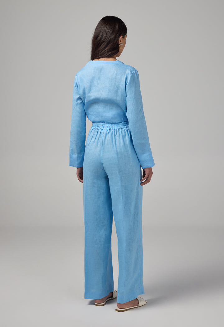 Choice Linen Wide Leg Trousers Light Blue
