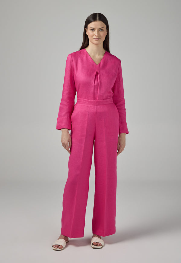 Choice Linen Wide Leg Trousers Fuchsia