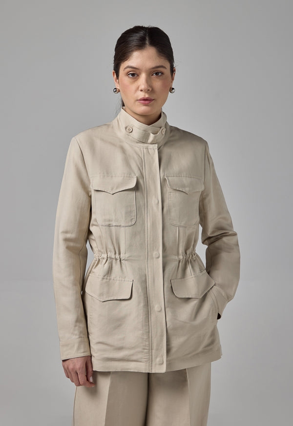 Choice Front Flap Pocket Basic Jacket Sand