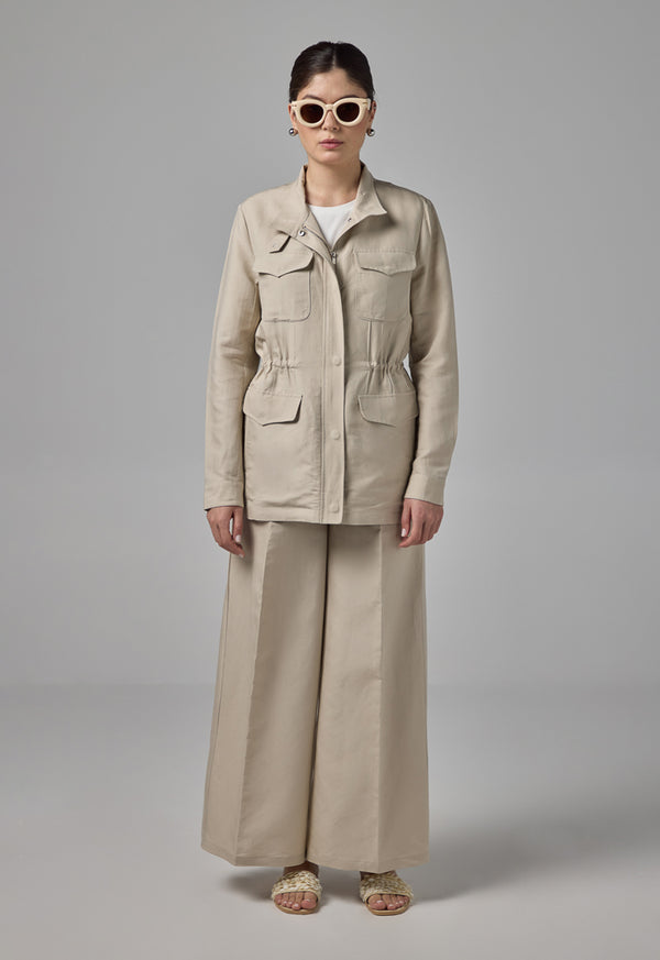 Choice Front Flap Pocket Basic Jacket Sand