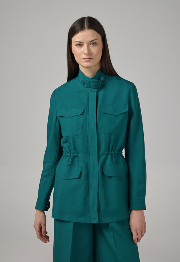 Choice Front Flap Pocket Basic Jacket Teal