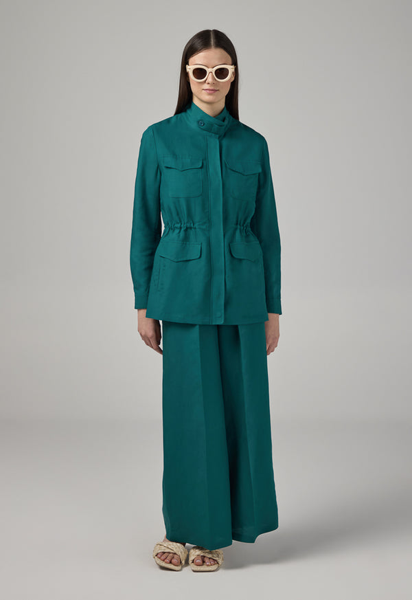 Choice Front Flap Pocket Basic Jacket Teal
