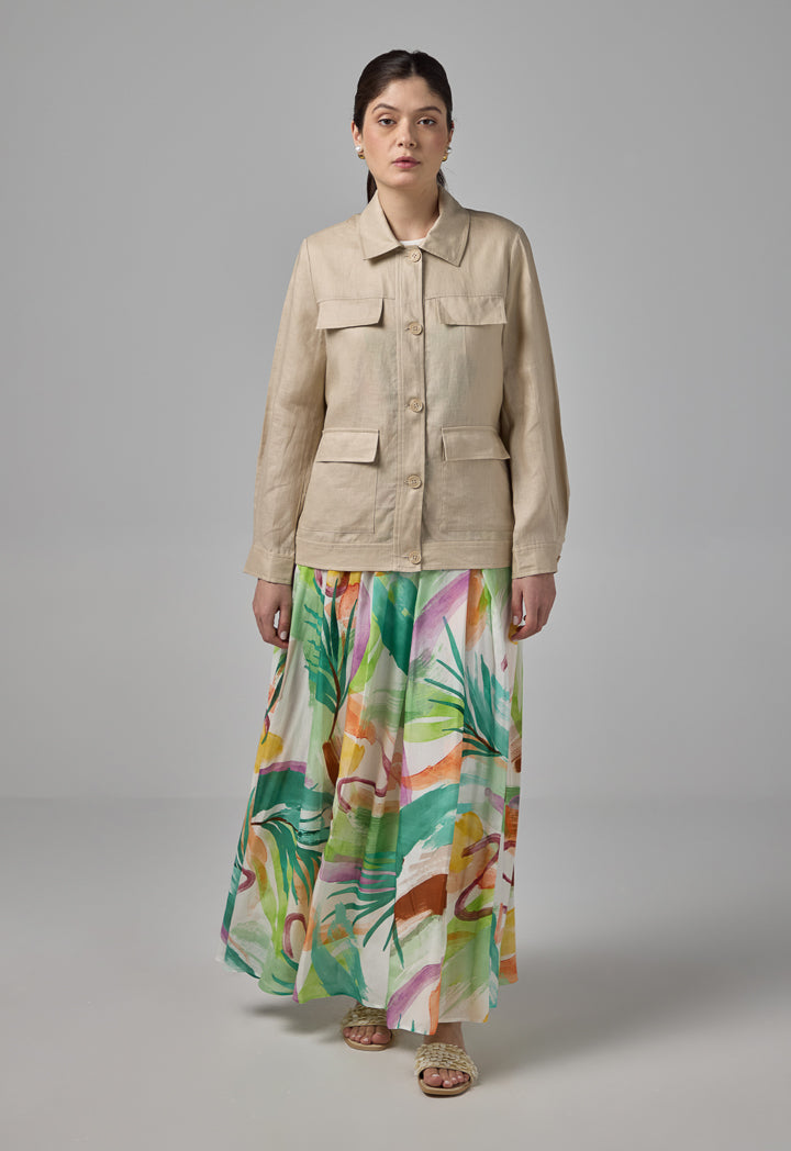 Choice Front Flap Pocket Linen Jacket Sand