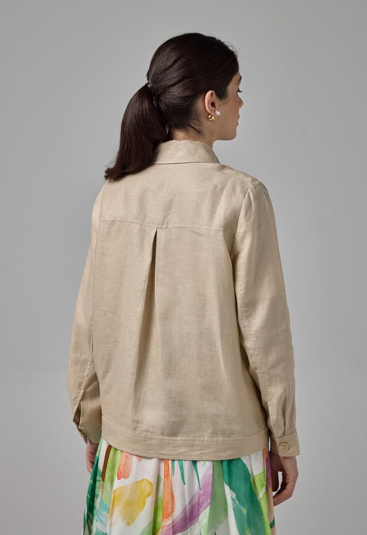 Choice Front Flap Pocket Linen Jacket Sand