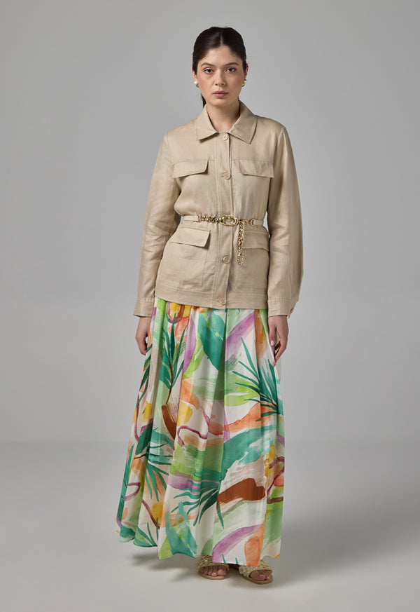 Choice Front Flap Pocket Linen Jacket Sand