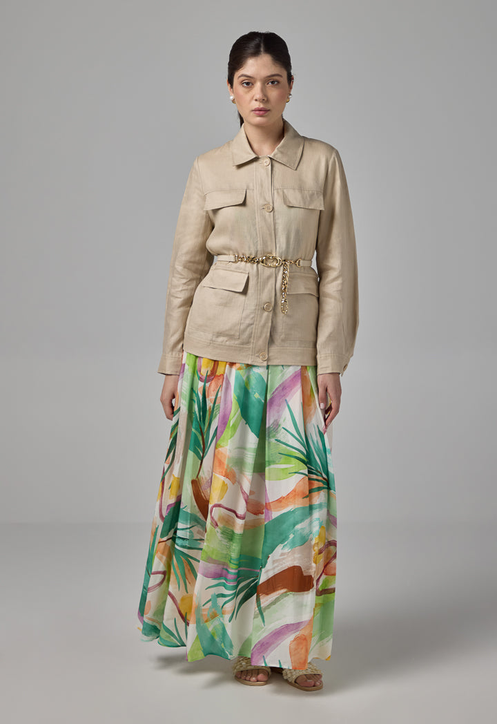 Choice Front Flap Pocket Linen Jacket Sand