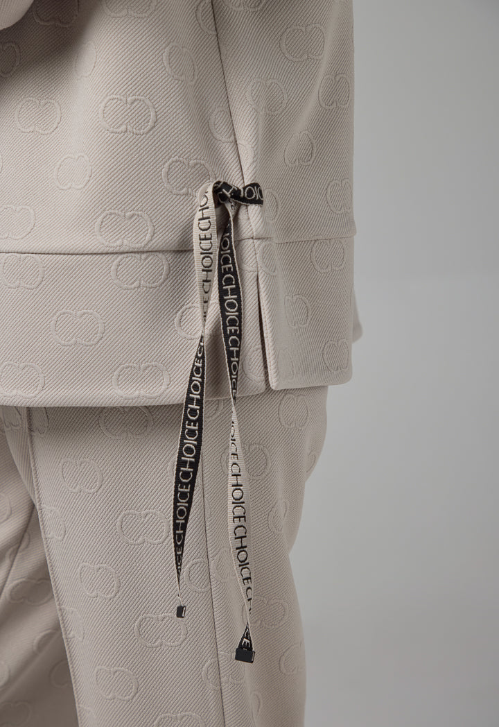 Choice Front Half-Zip Monogram Blouse Grey