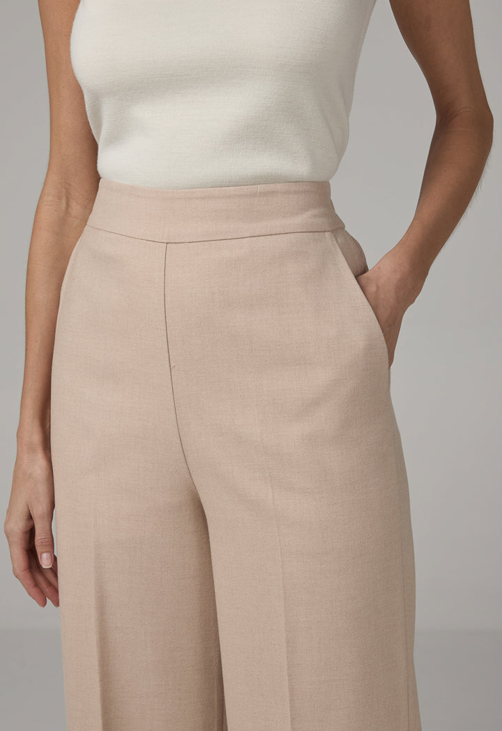 Choice Straight Cut Elasticated Waist Basic Trousers Beige