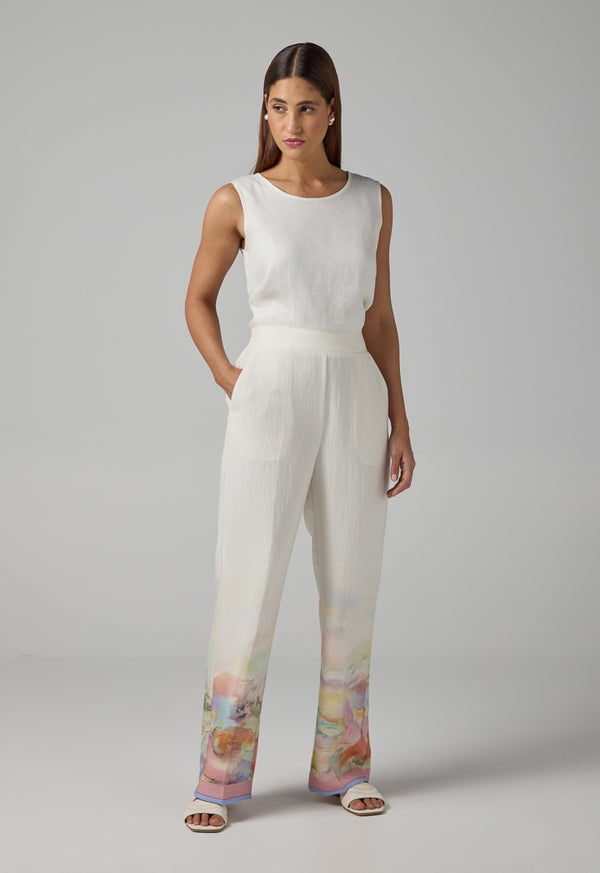 Choice Printed Straight Cut Trousers Multi Color