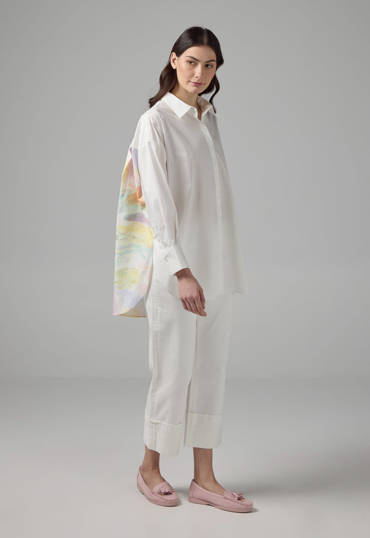Choice Back Printed Long Sleeve Shirt Off White