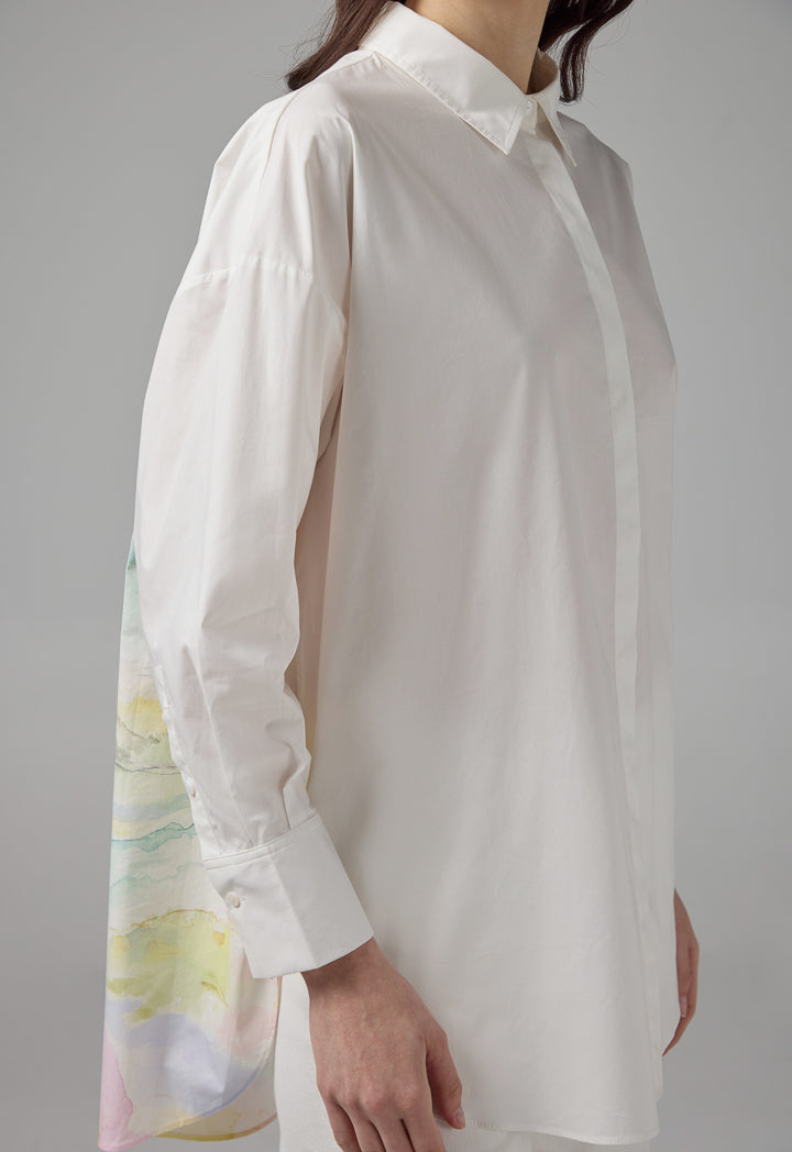 Choice Back Printed Long Sleeve Shirt Off White