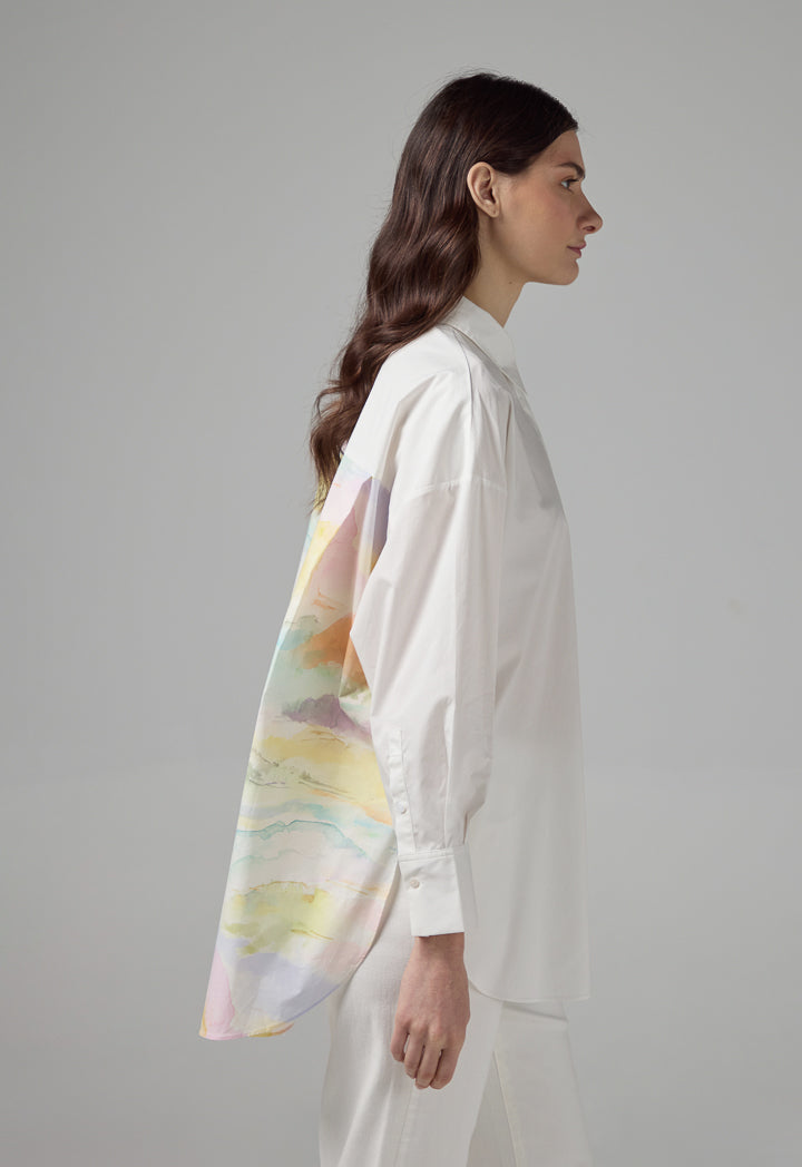 Choice Back Printed Long Sleeve Shirt Off White