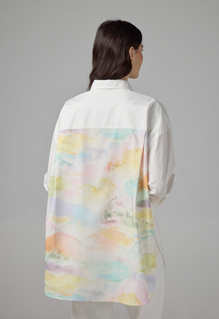 Choice Back Printed Long Sleeve Shirt Off White