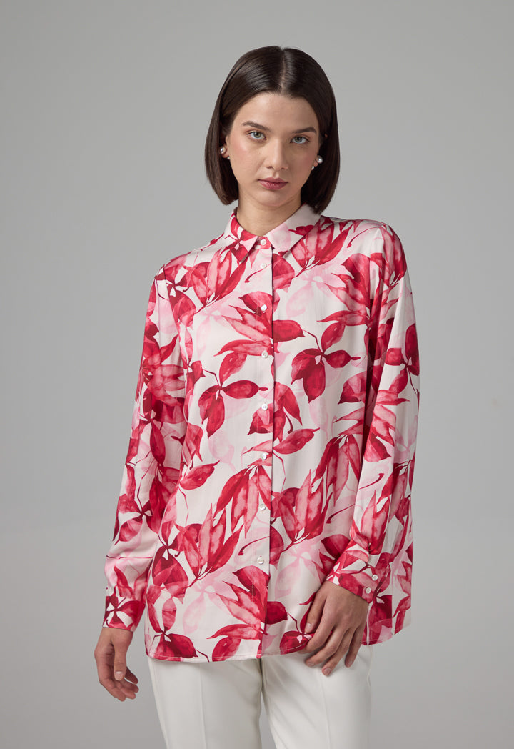 Choice Floral Printed Long Sleeve Shirt  Multi Color
