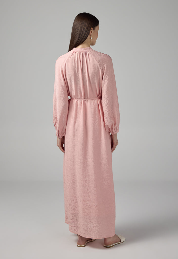 Choice Solid Crinkled Maxi Dress Pink