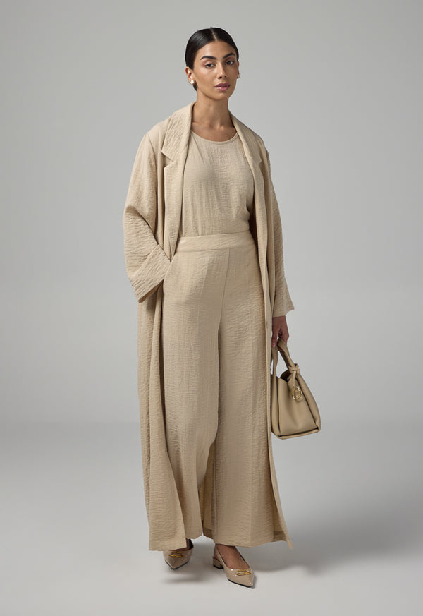 Choice Elasticated Waist Crinkled Trousers Beige