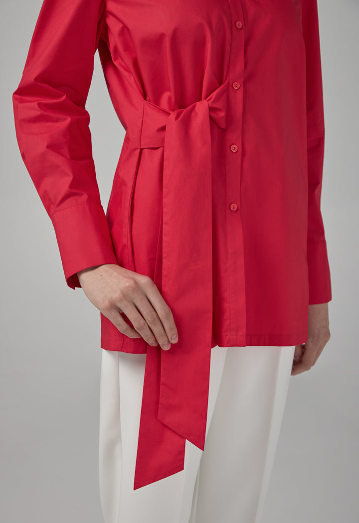 Choice Long Sleeve Basic Shirt Coral
