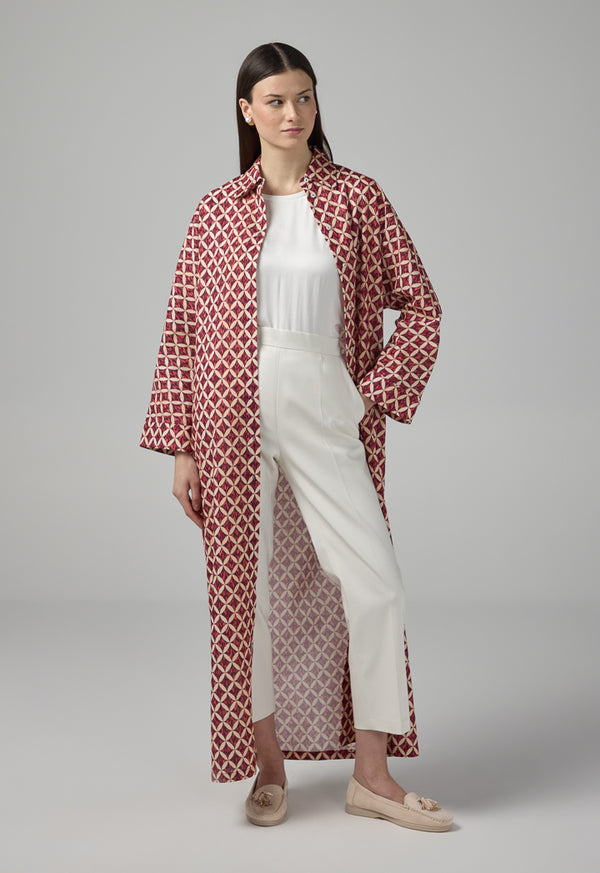 Choice Geometrical Print Belted Shirt Dress Multi Color