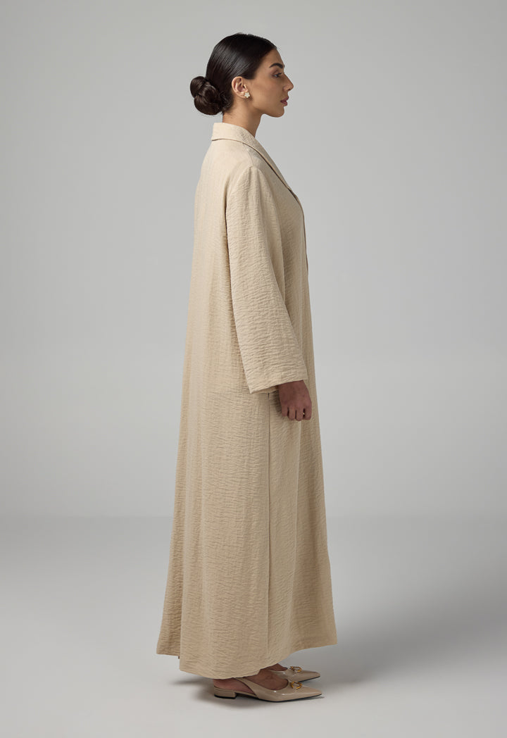 Choice Single Breasted Crinkled Abaya Beige