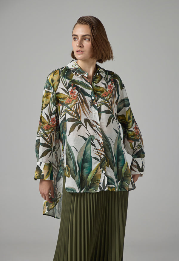 Choice High-Low Floral Print Shirt Multi Color
