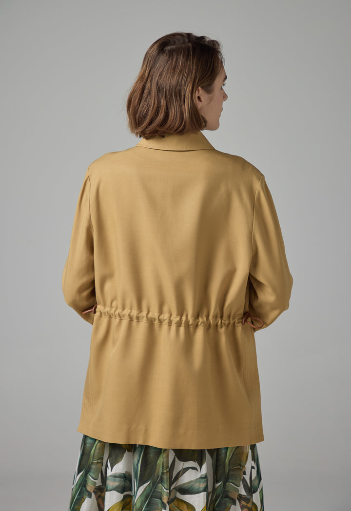 Choice Solid Multi-Front Pockets Jacket Camel