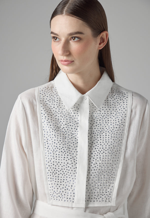 Influence contrast peter pan collar blouse in multi