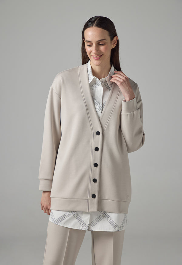 Choice Long Sleeve Drop Shoulder Cardigan Light Grey