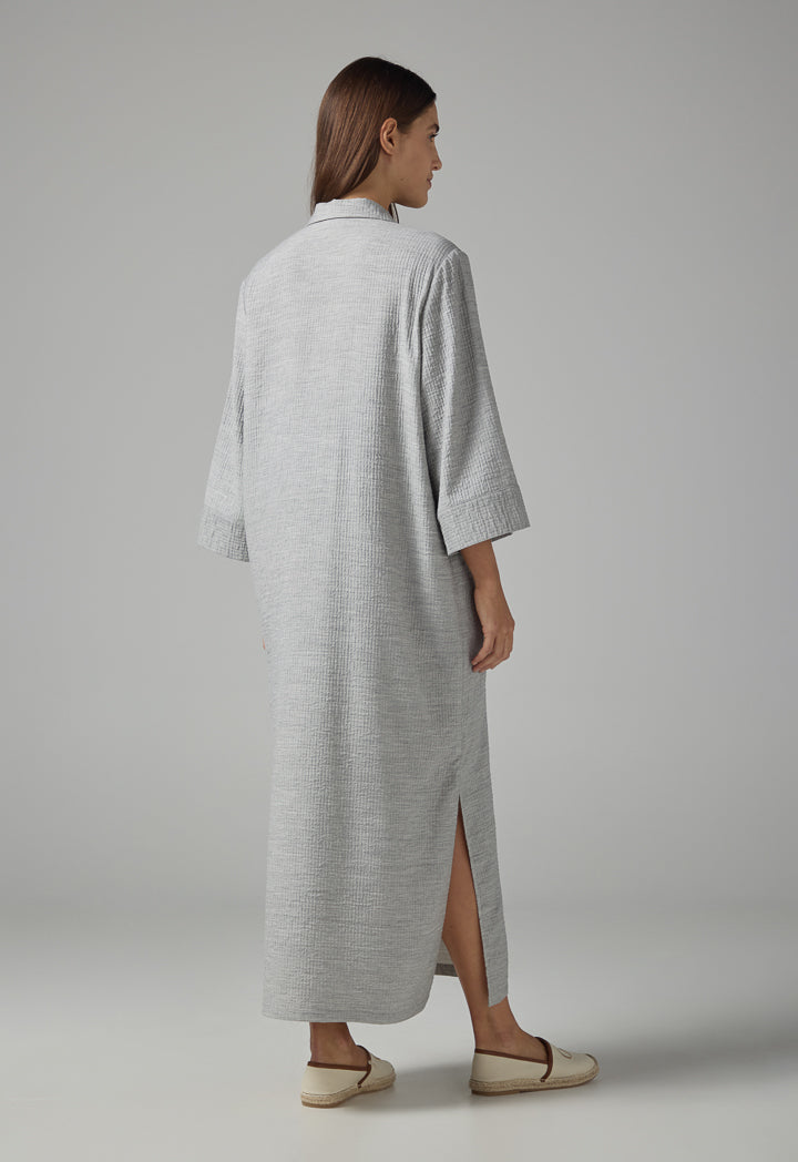 Choice Single Tone Textured Maxi Dress Grey