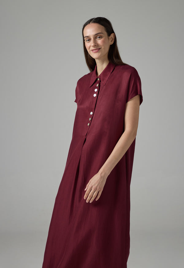 Choice Solid Sleeveless Maxi Dress Burgundy