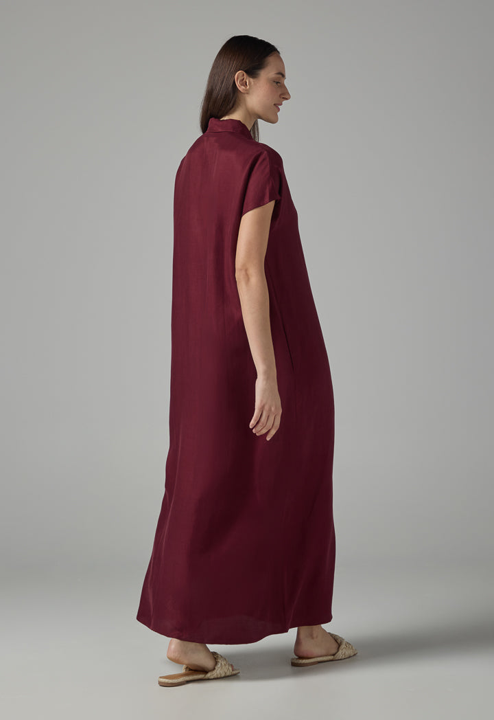 Choice Solid Sleeveless Maxi Dress Burgundy