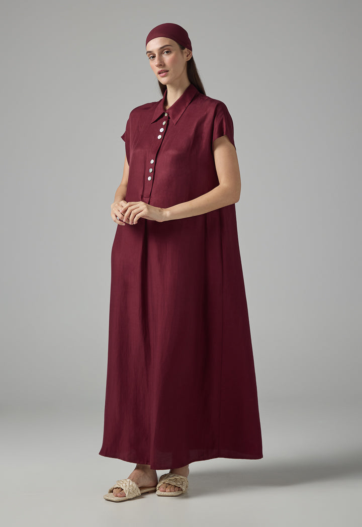 Choice Solid Sleeveless Maxi Dress Burgundy