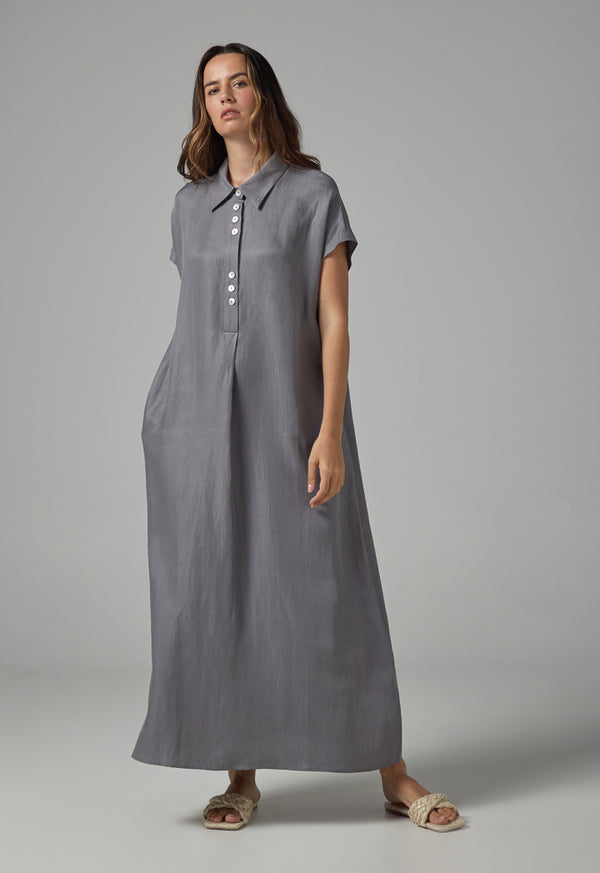 Choice Solid Sleeveless Maxi Dress Grey