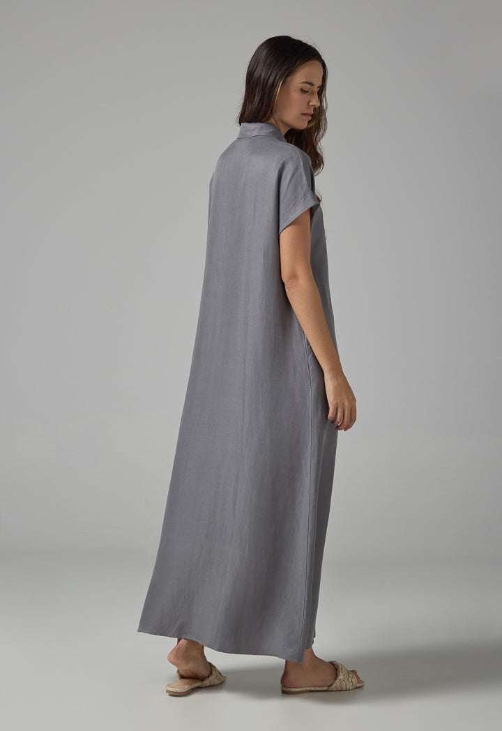 Choice Solid Sleeveless Maxi Dress Grey