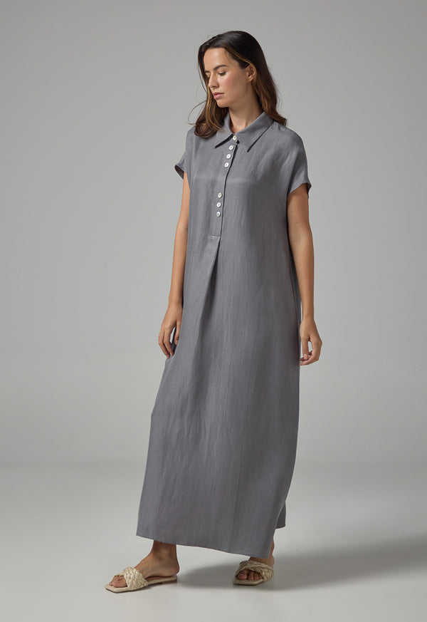 Choice Solid Sleeveless Maxi Dress Grey