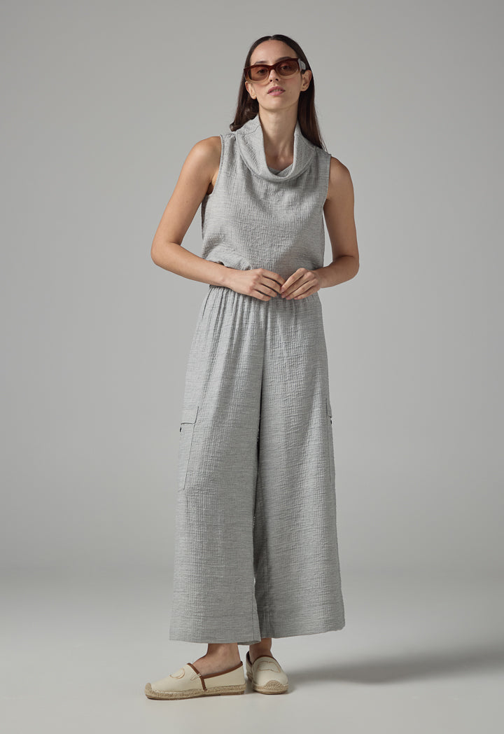 Choice Solid Wide Leg Elasticated Waist Trousers Grey