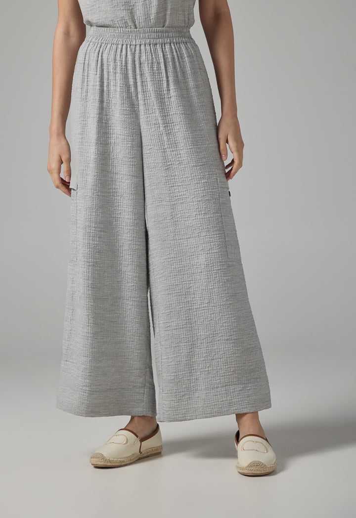 Choice Solid Wide Leg Elasticated Waist Trousers Grey