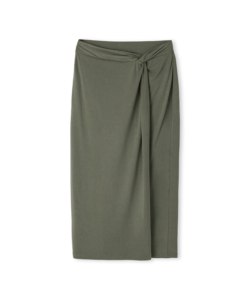 Ipekyol Twisted Detail Midi Skirt Khaki