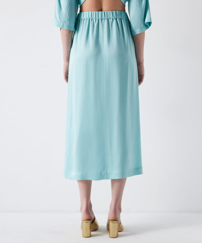 Ipekyol Solid Front Slit Midi Skirt Aqua