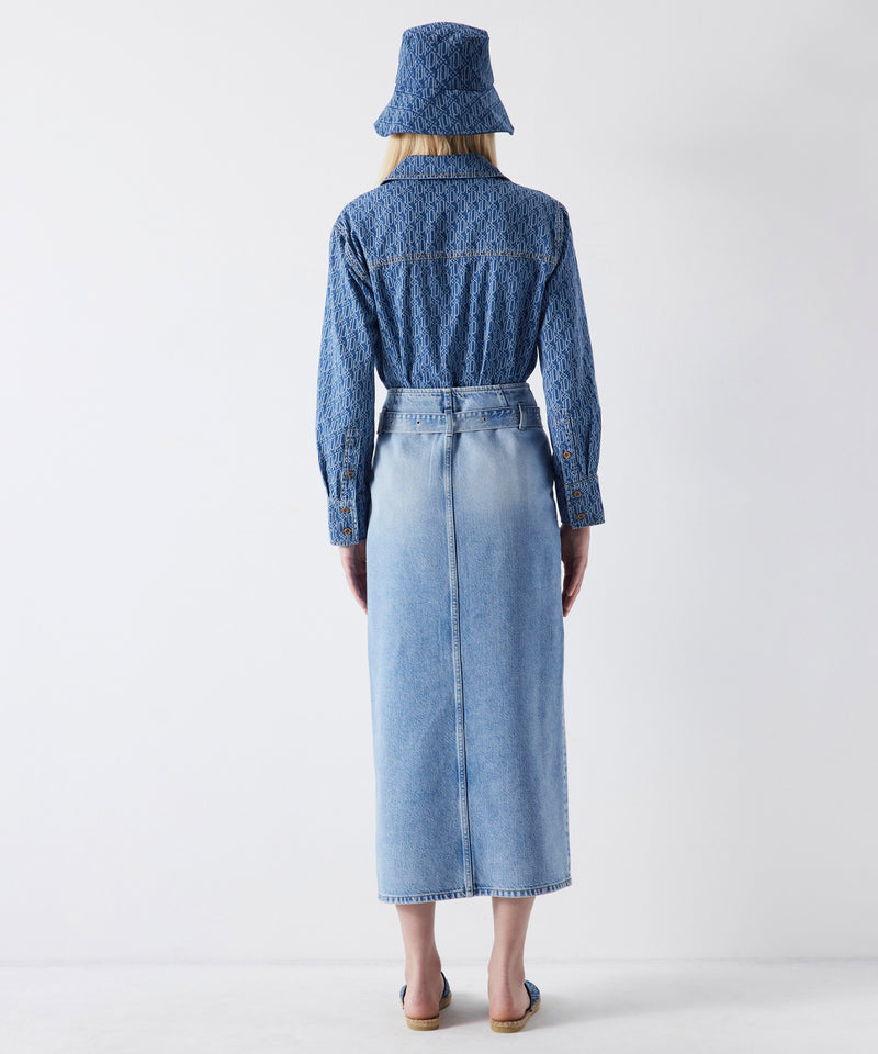 Ipekyol Front Slit Denim Skirt Light Indigo