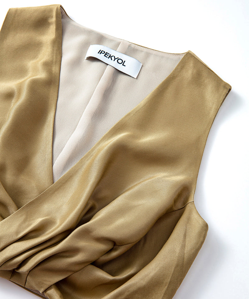 Ipekyol Shiny Textured Crop Blouse Khaki