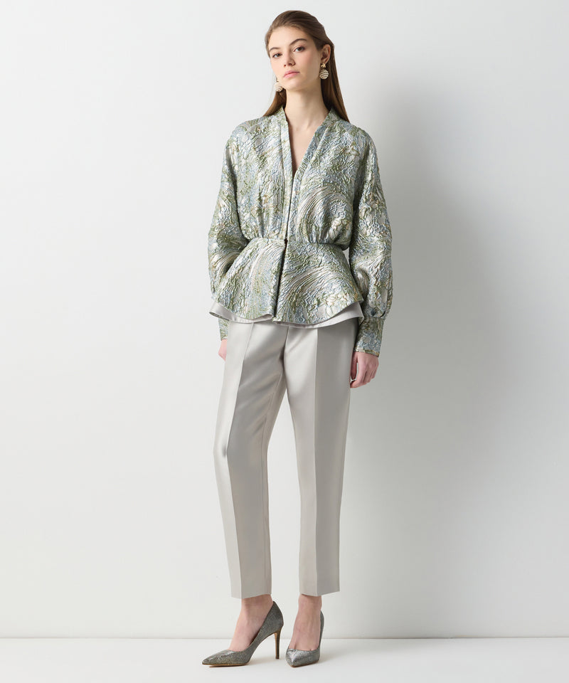 Ipekyol Shiny Textured Cigarette Fit Trousers Grey