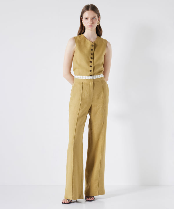 Ipekyol Straight Fit Linen Trousers Natural