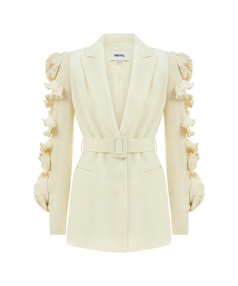 Ipekyol Sleeve Detailed Belted Jacket Off White