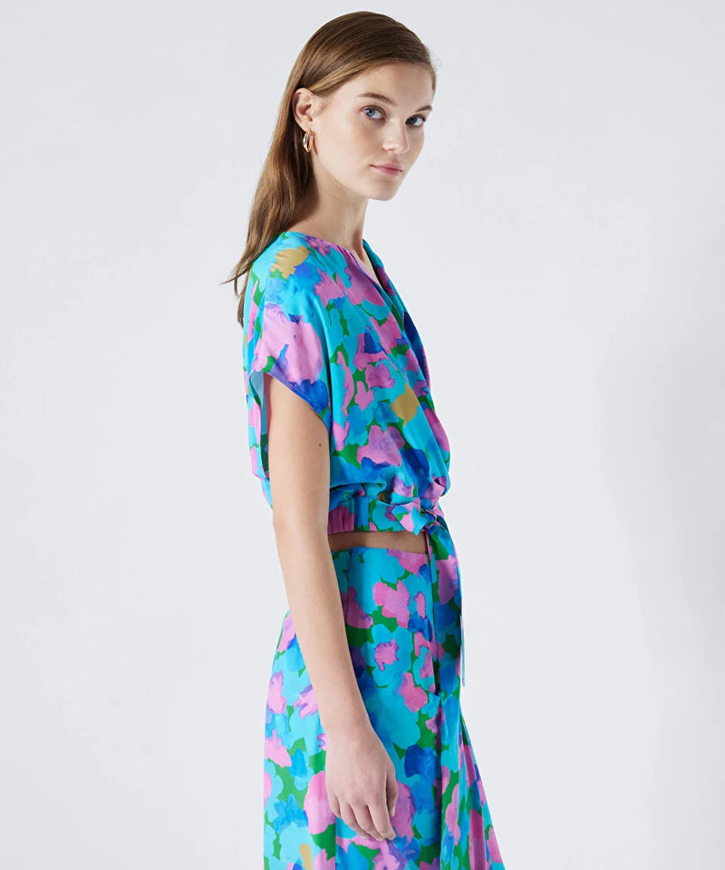 Ipekyol Patterned Draped Blouse Blue
