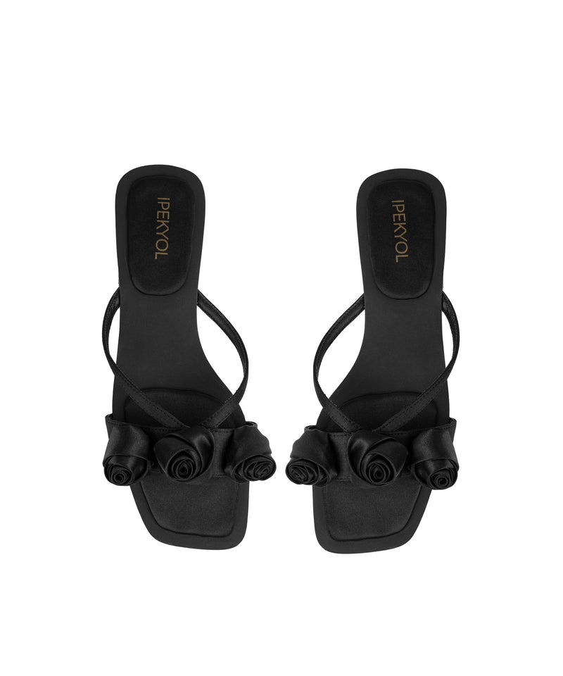 Ipekyol Flower Detail Flat Sandals Black
