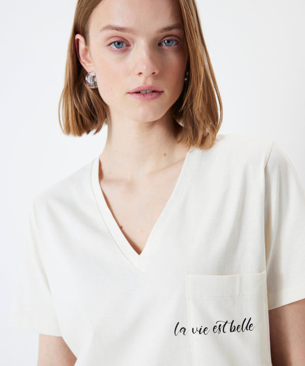 Ipekyol Slogan Printed T-Shirt Ecru